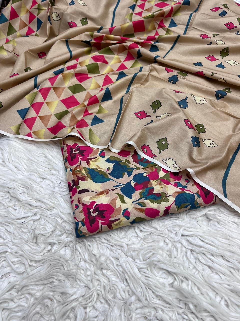 3Pc Slub Khaddar Allover Suit - 0083