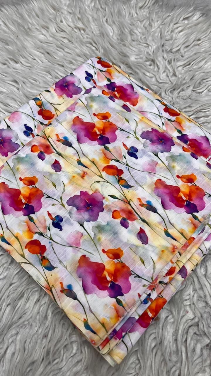 2Pc Supima Cross Slub Lawn Unstiched Suit Vol-03