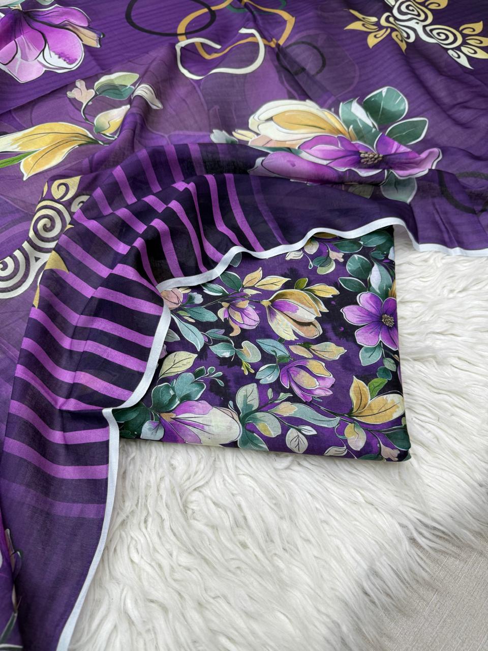 3Pc Civic Lawn Unstitched Suit - #41792