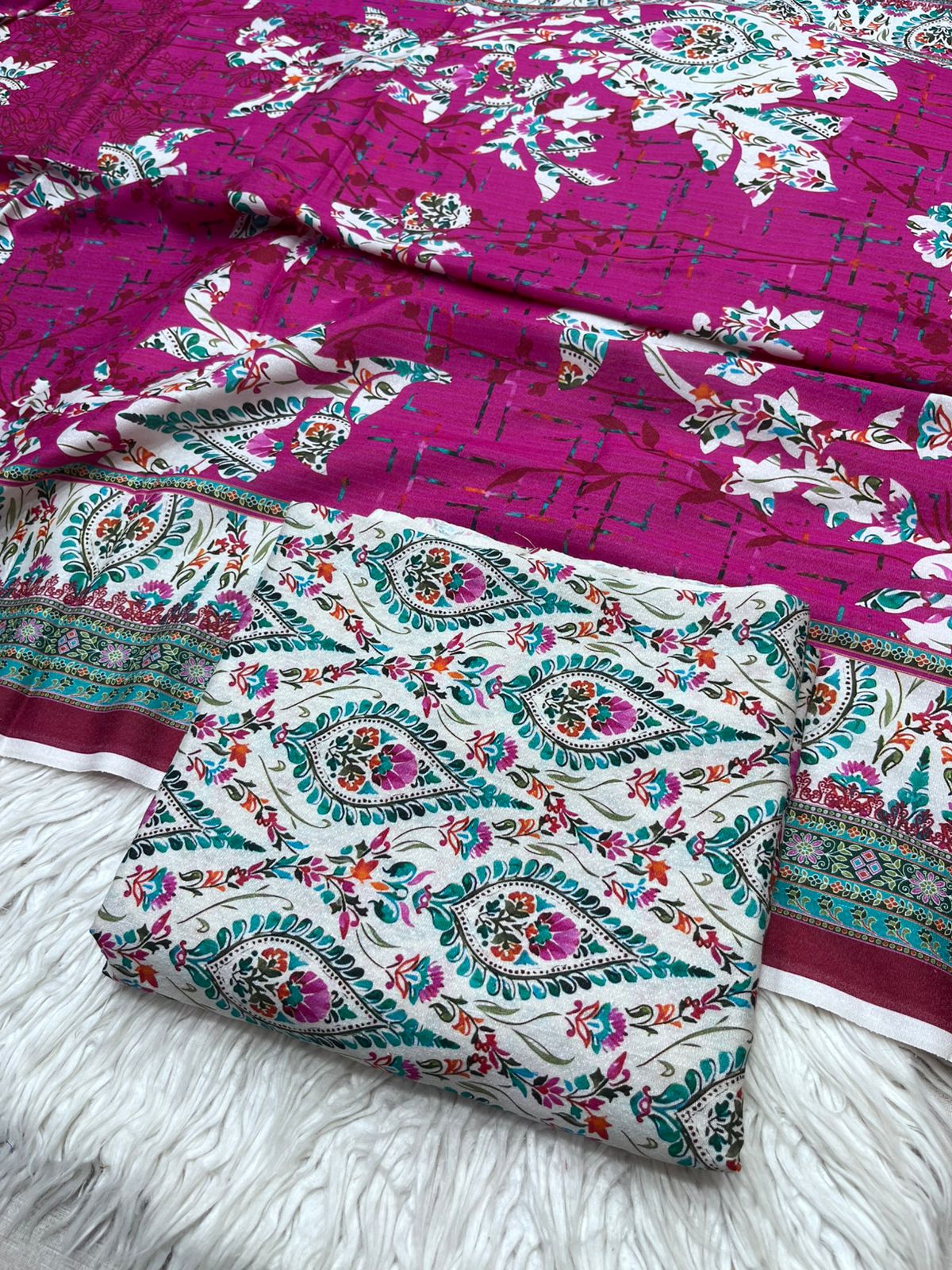3Pc Karandi Allover Unstitched Suit - 0087