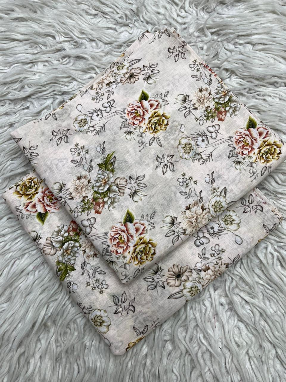 2Pc Supima Cross Slub Lawn Suit Vol-25