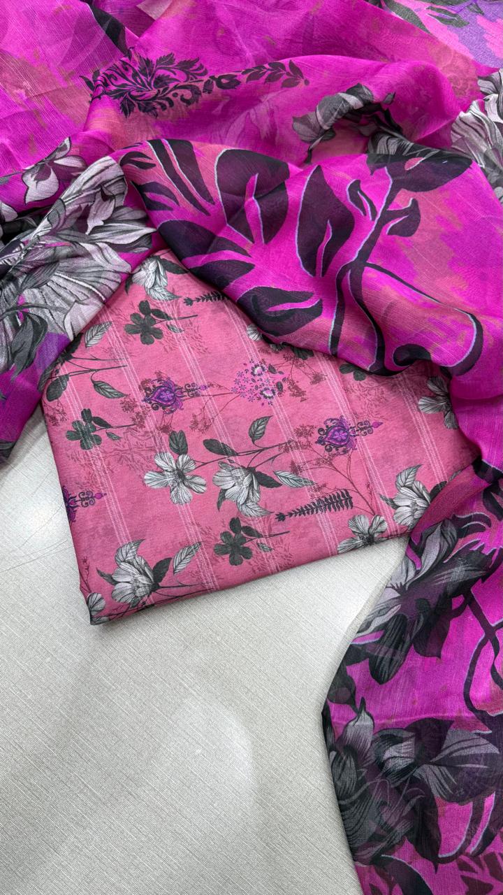 3Pc Luxury Nino Lawn with Chiffon Dupatta Vol-306