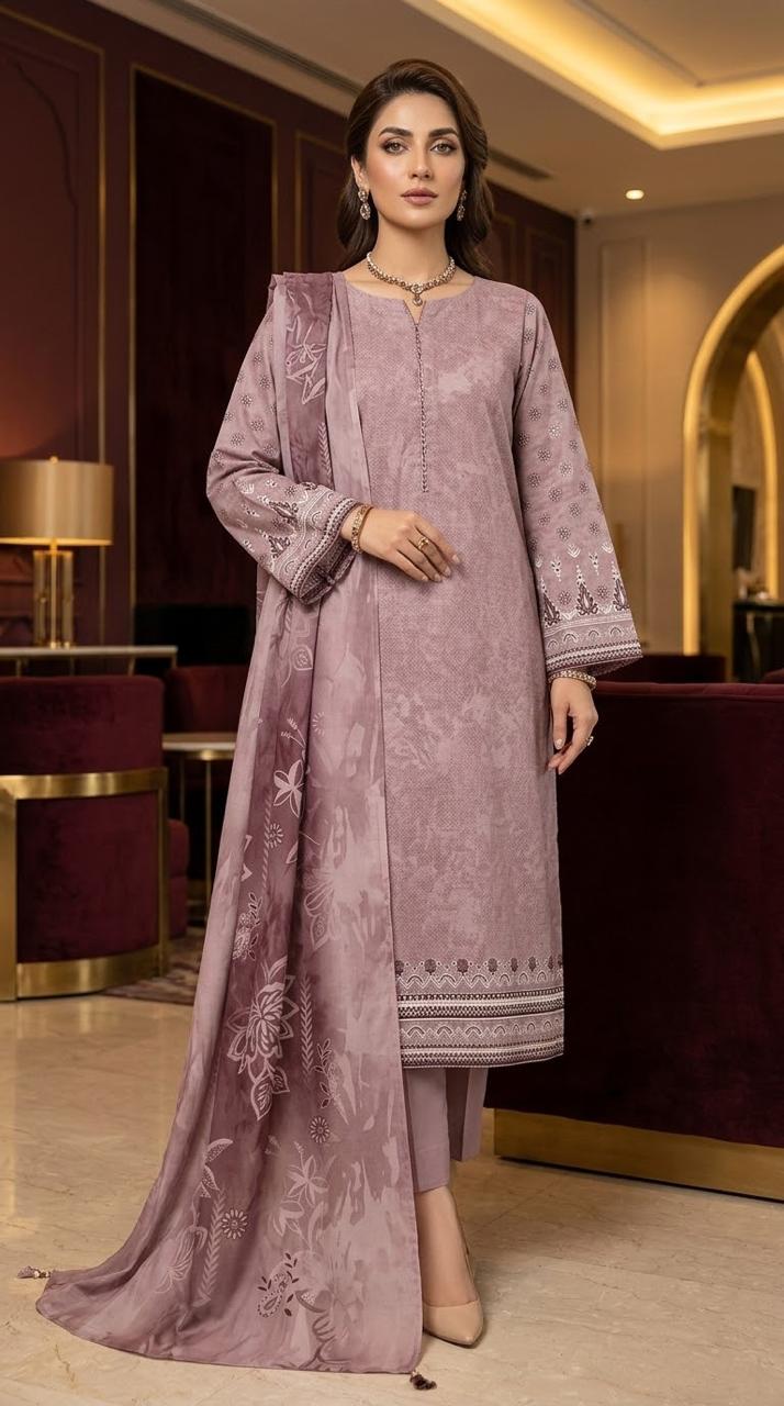 3Pc Digital Printed Karandi Unstitched Suit 584