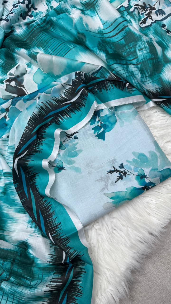 3Pc Lawn Bana Dora Unstitched Suit #39913