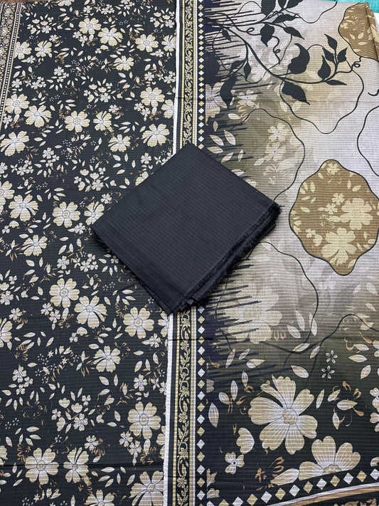 3Pc BanaDora Dhanak Unstitched Suit - 0089