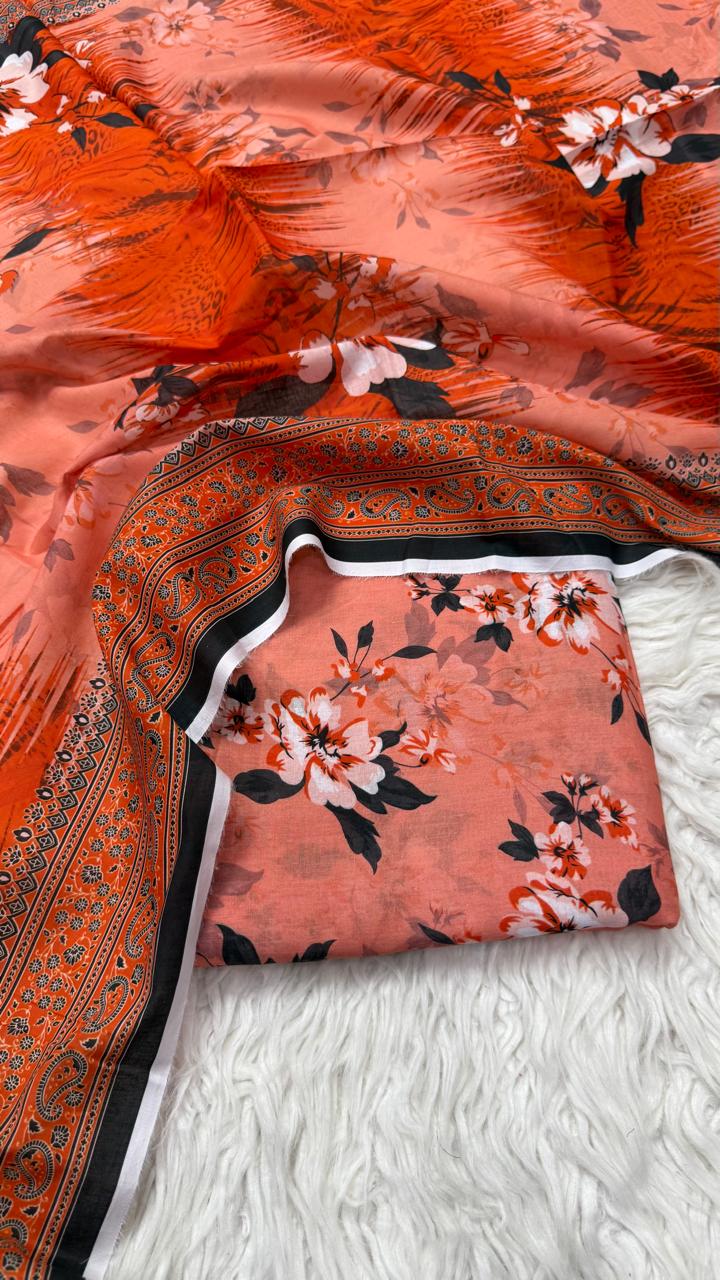 3Pc Lawn Unstitched Suit - #42097