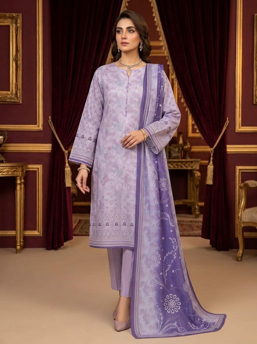 3Pc Digital Printed Karandi Unstitched Suit 584