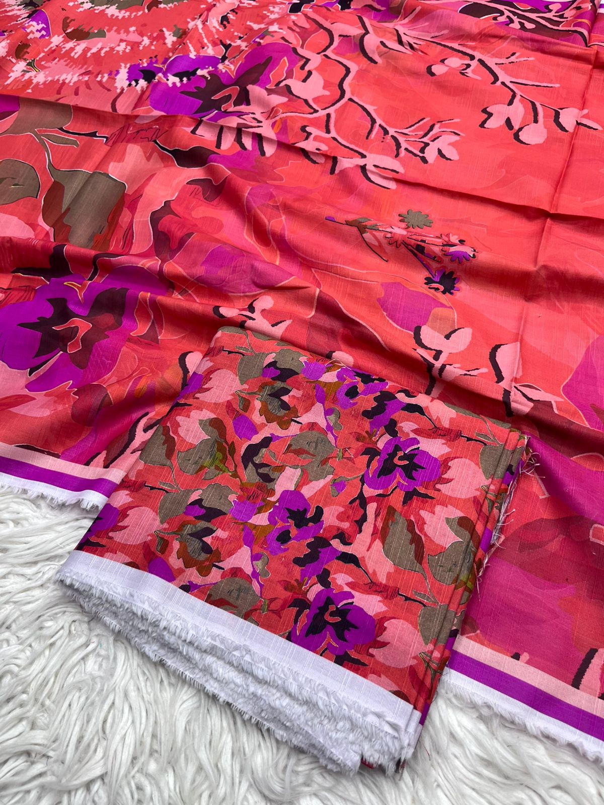 3Pc Slub Khaddar Unstitched Suit - 0091