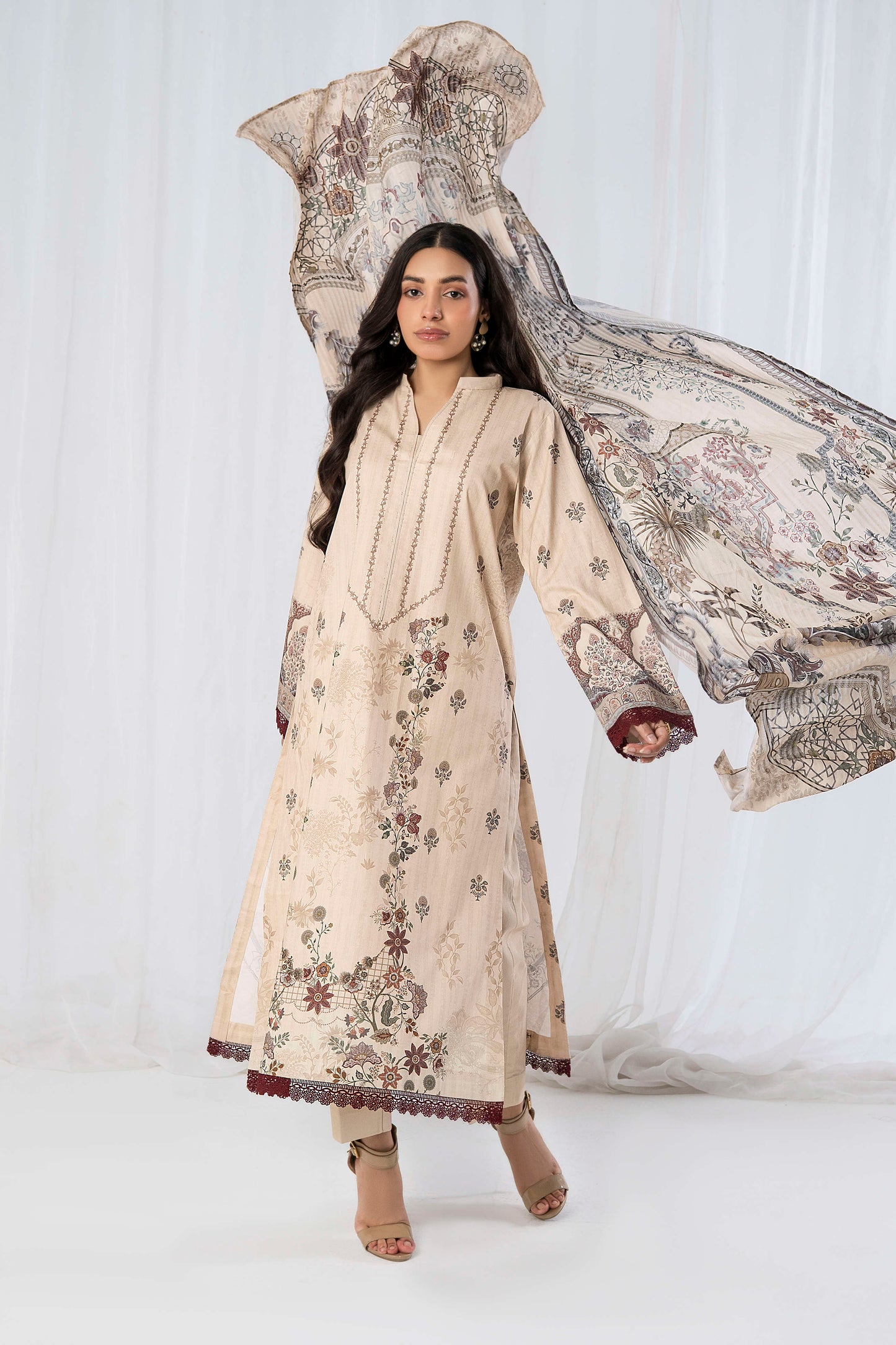 3PC Firdous Cambric Printed Unstitched Suit Vol-0095