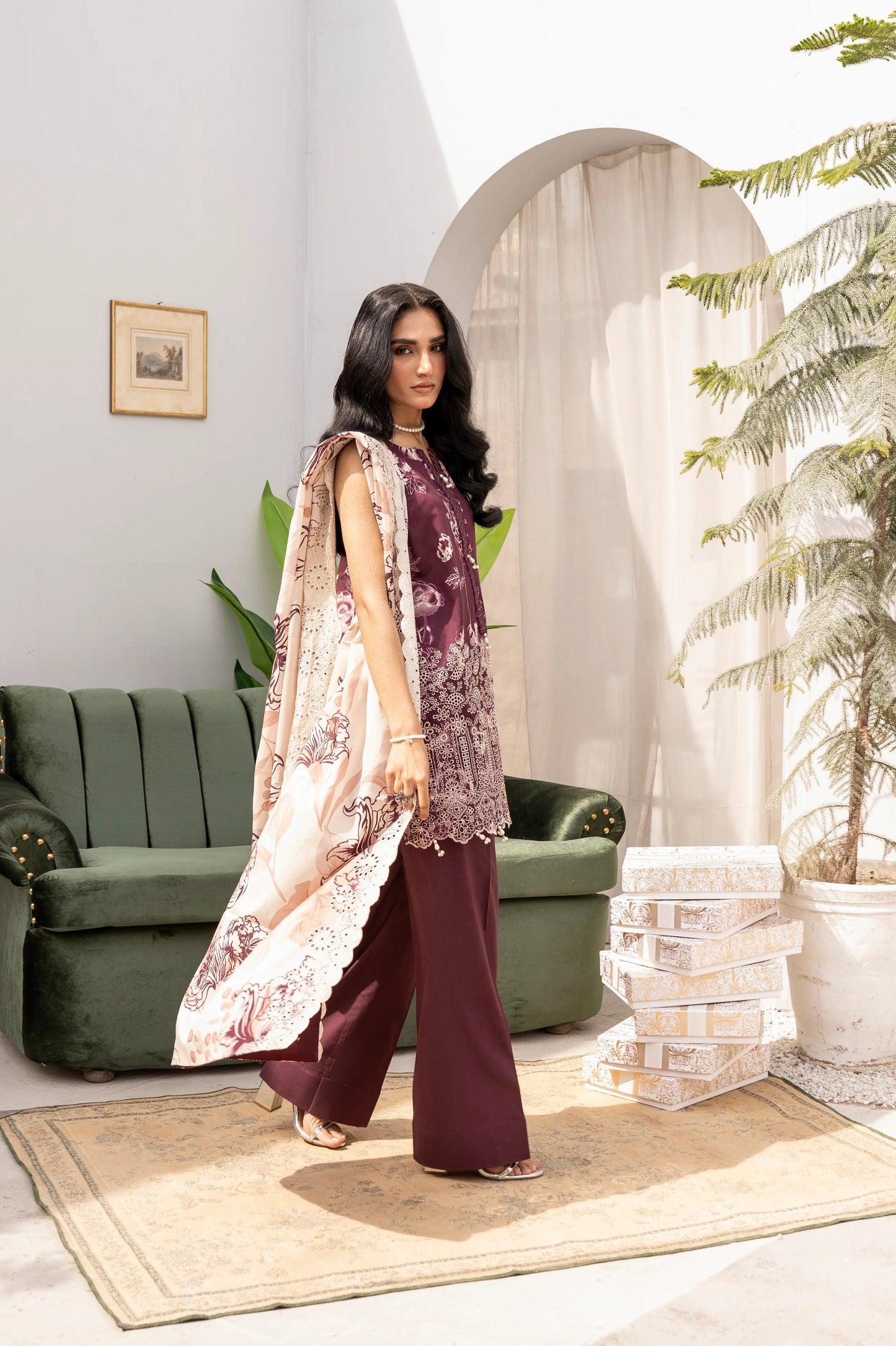 Firdous - Embroidered - Printed - Lawn - 3pc - D710
