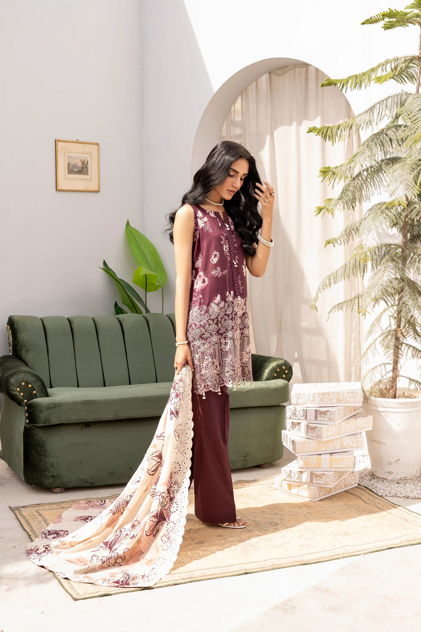 Firdous - Embroidered - Printed - Lawn - 3pc - D710