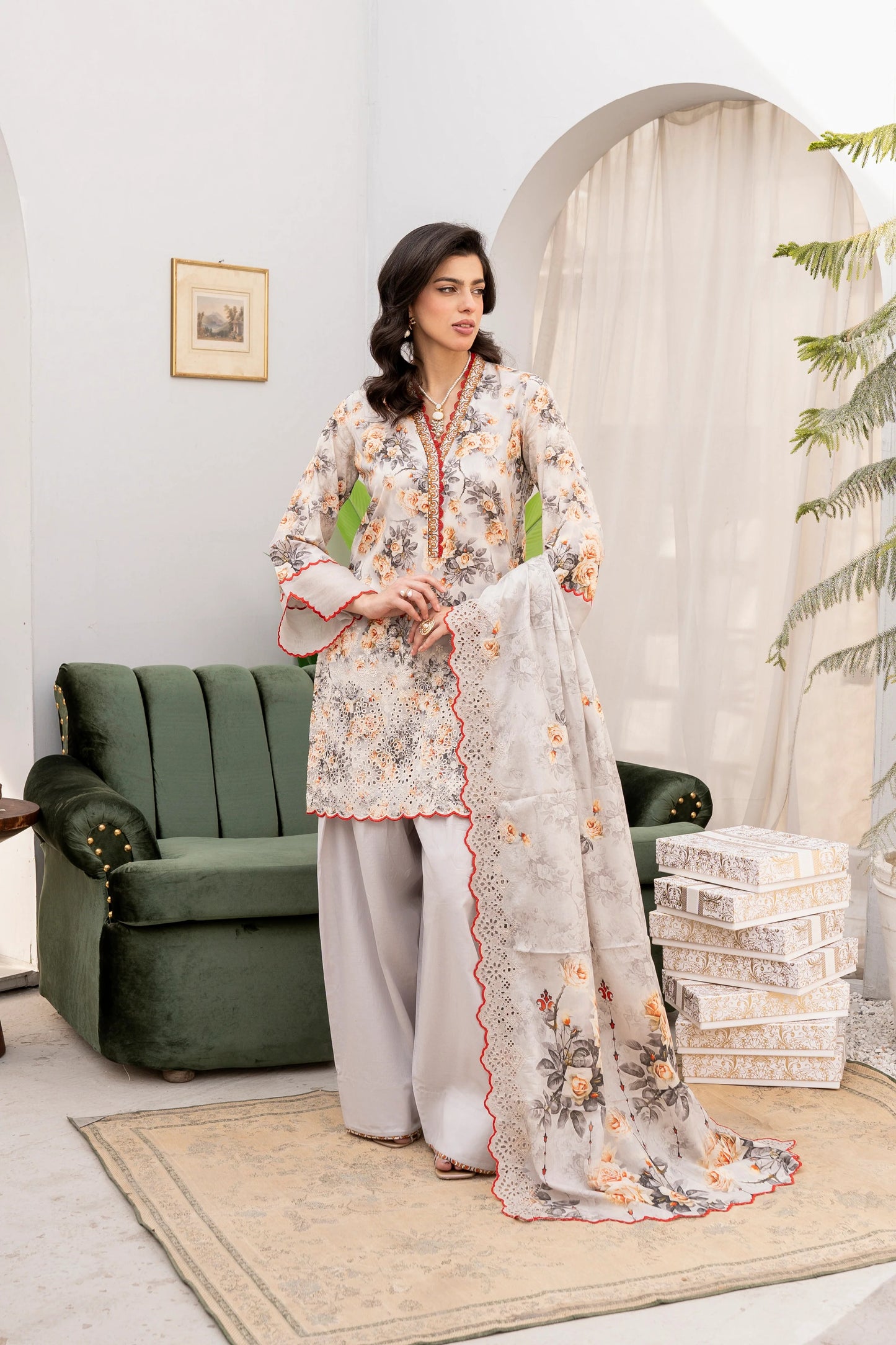 Firdous - Embroidered - Printed - Lawn - 3pc - D773