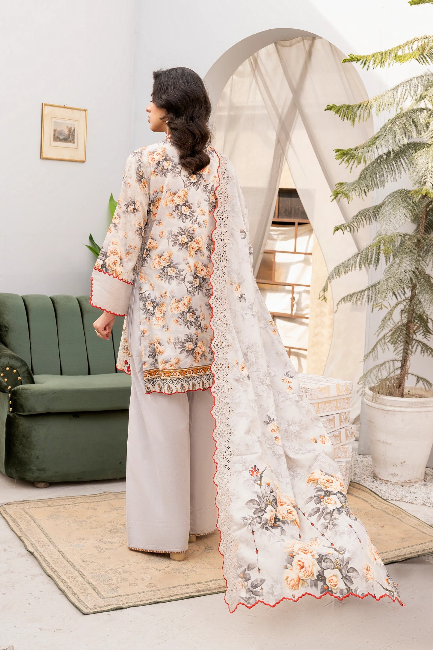 Firdous - Embroidered - Printed - Lawn - 3pc - D773