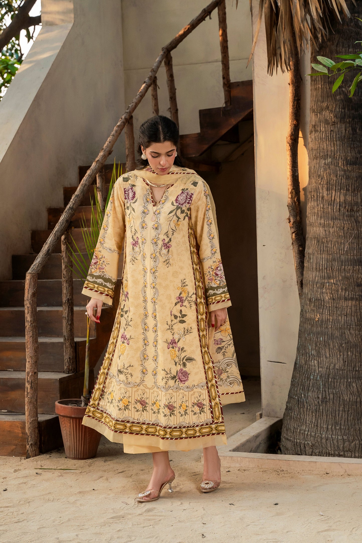 2Pc Linen Kameez & Dupatta Suit - 0081