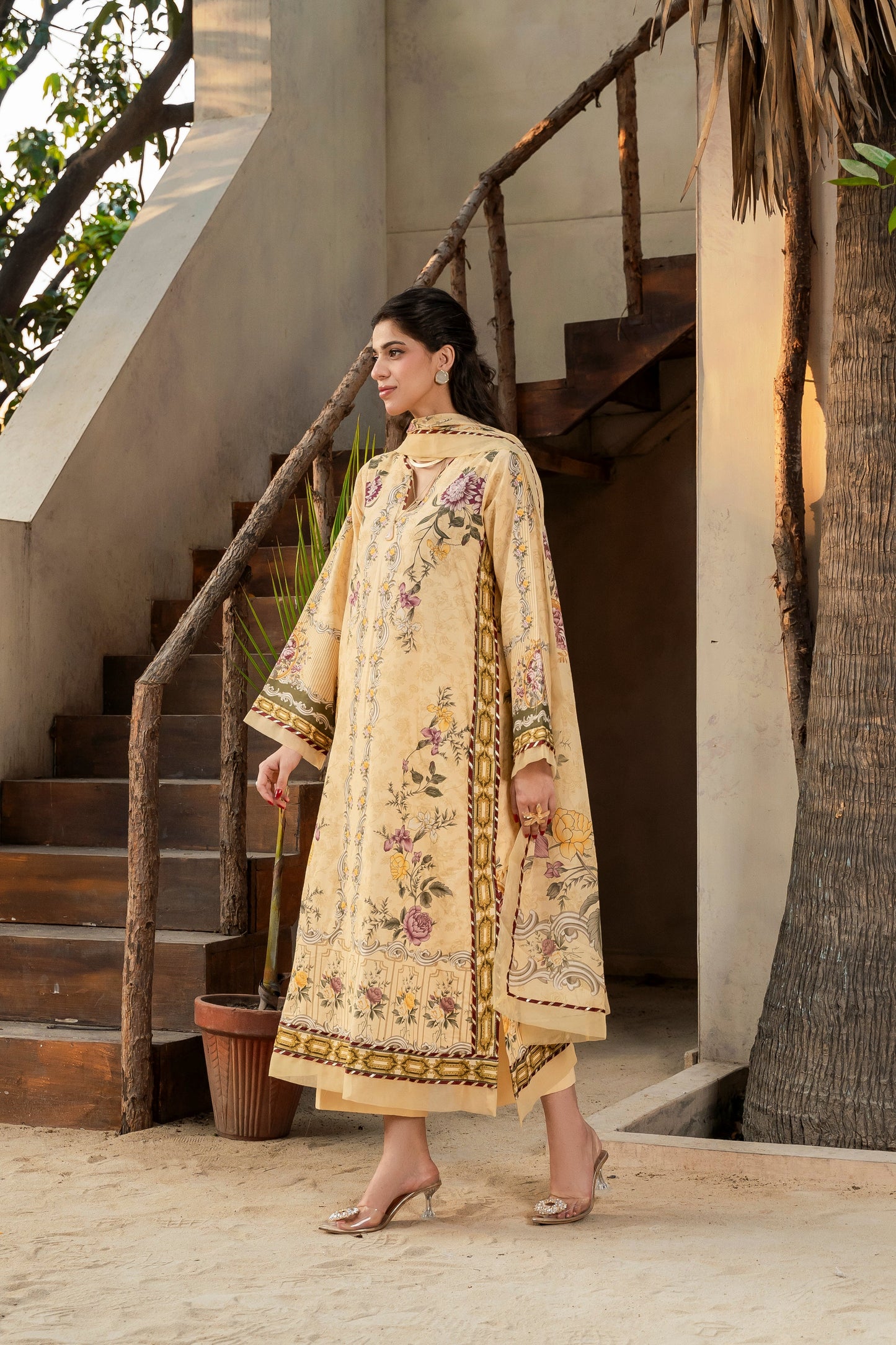 2Pc Linen Kameez & Dupatta Suit - 0081