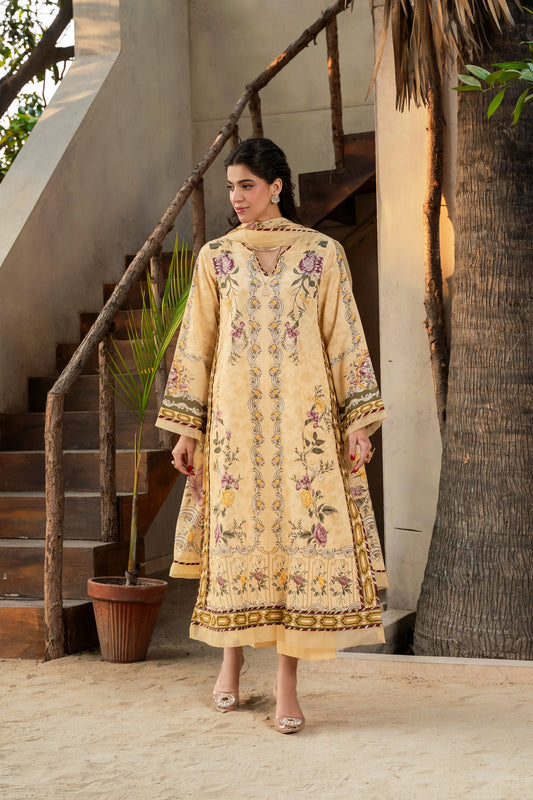 2Pc Linen Kameez & Dupatta Suit - 0081