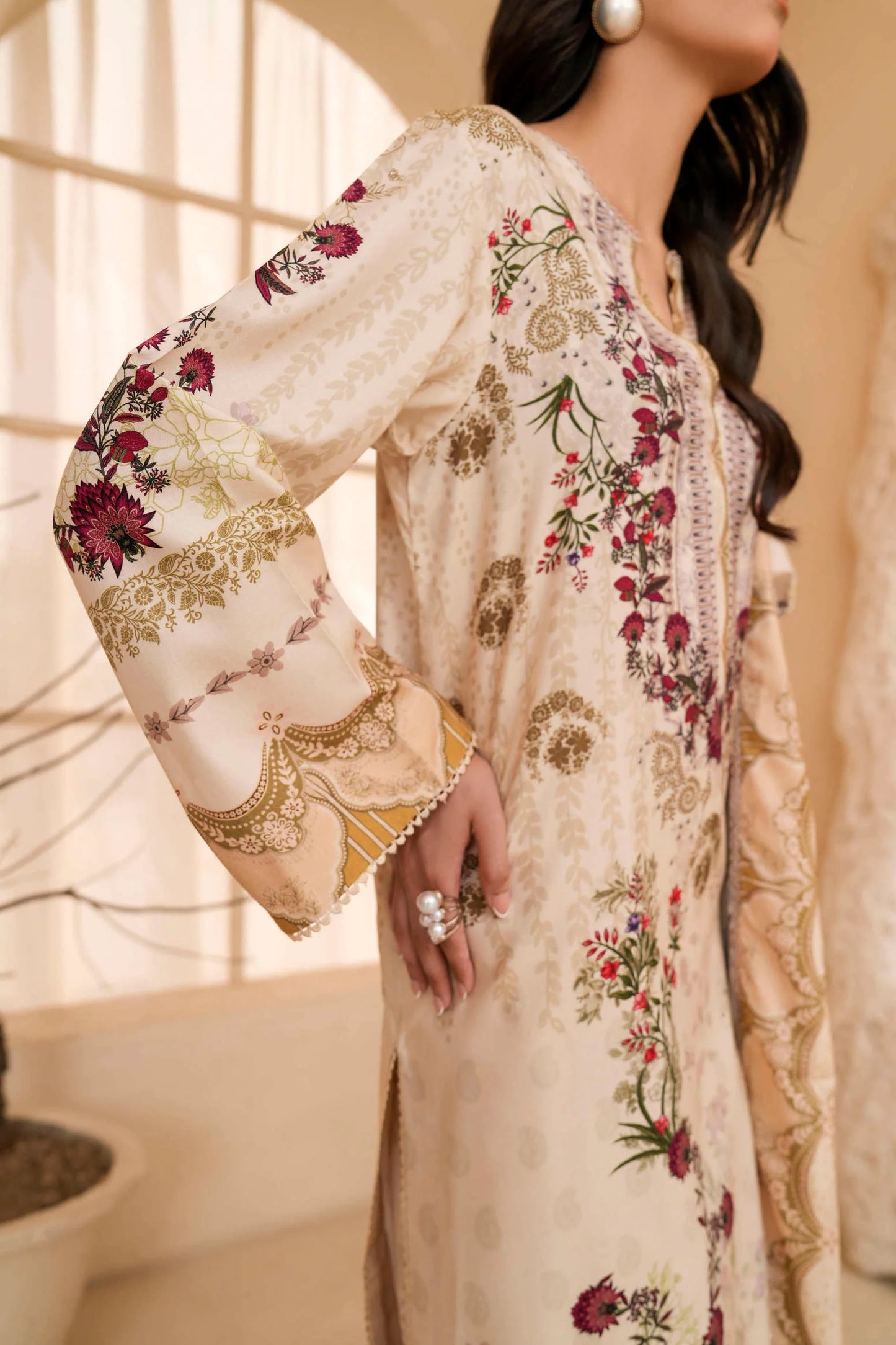 3Pc Firdous Silk Lumen Digital Printed Unstitched Suit Vol-0130