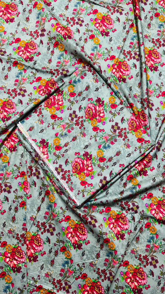 2 PC Linen Allover Unstitched Suit D-31905