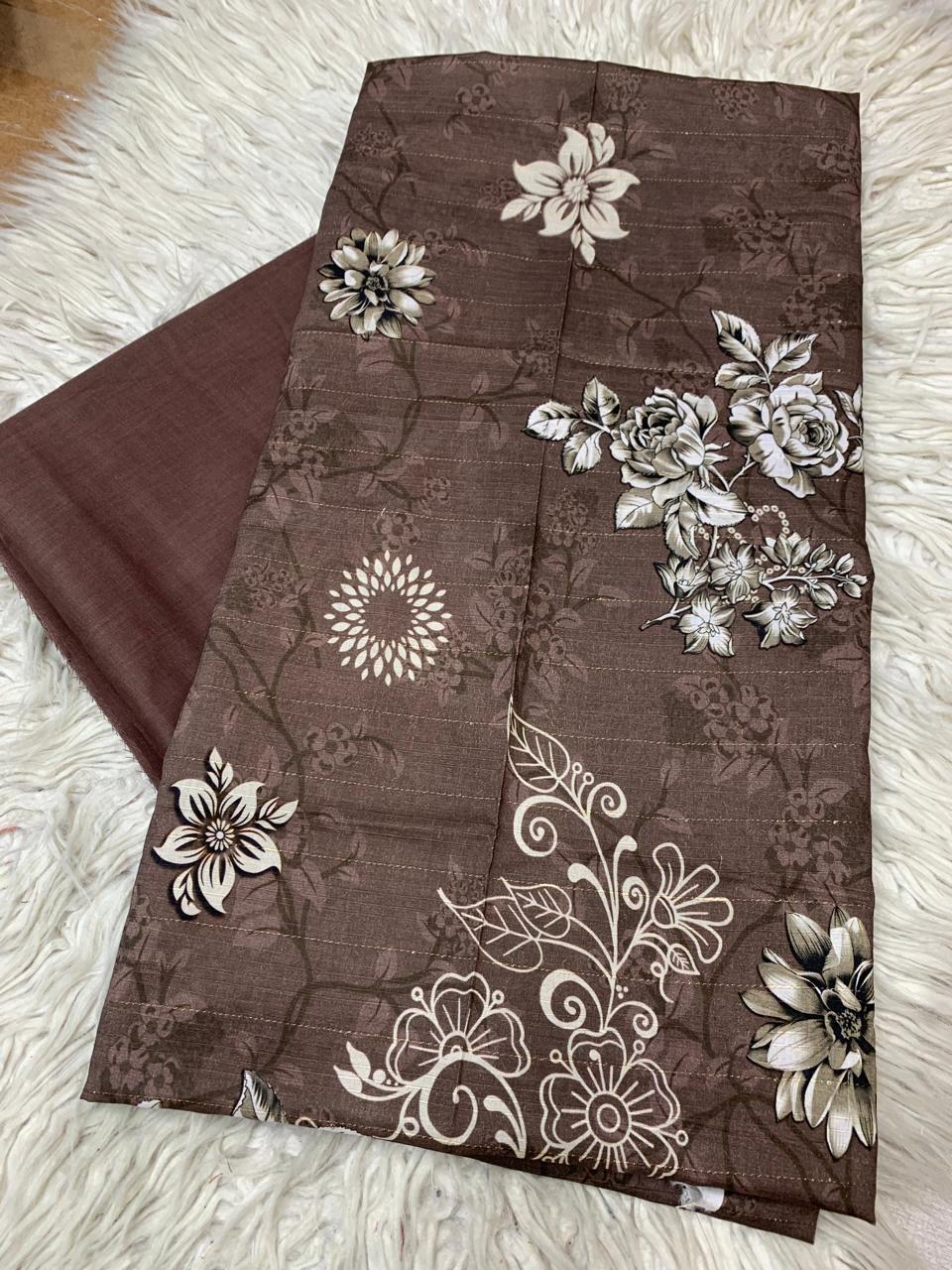 2Pc Printed Silvery Lawn Unstitched Suit 0180