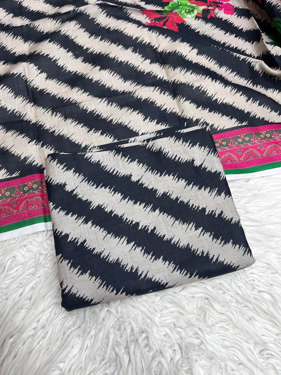 3Pc Slub Khaddar Allover Suit - #43622