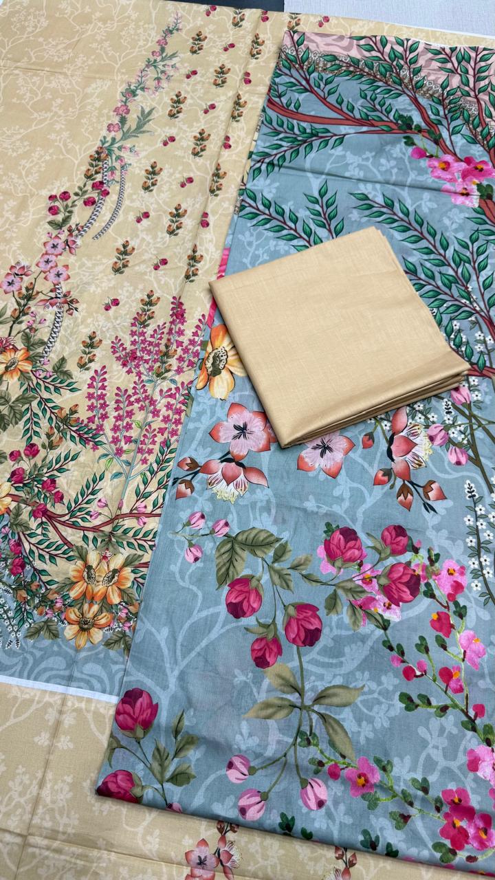 3 Peice Lawn Unstitched Suit - D (05)