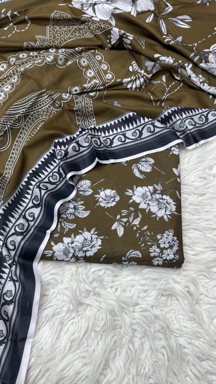 3Pc Lawn Unstitched Suit - #39696