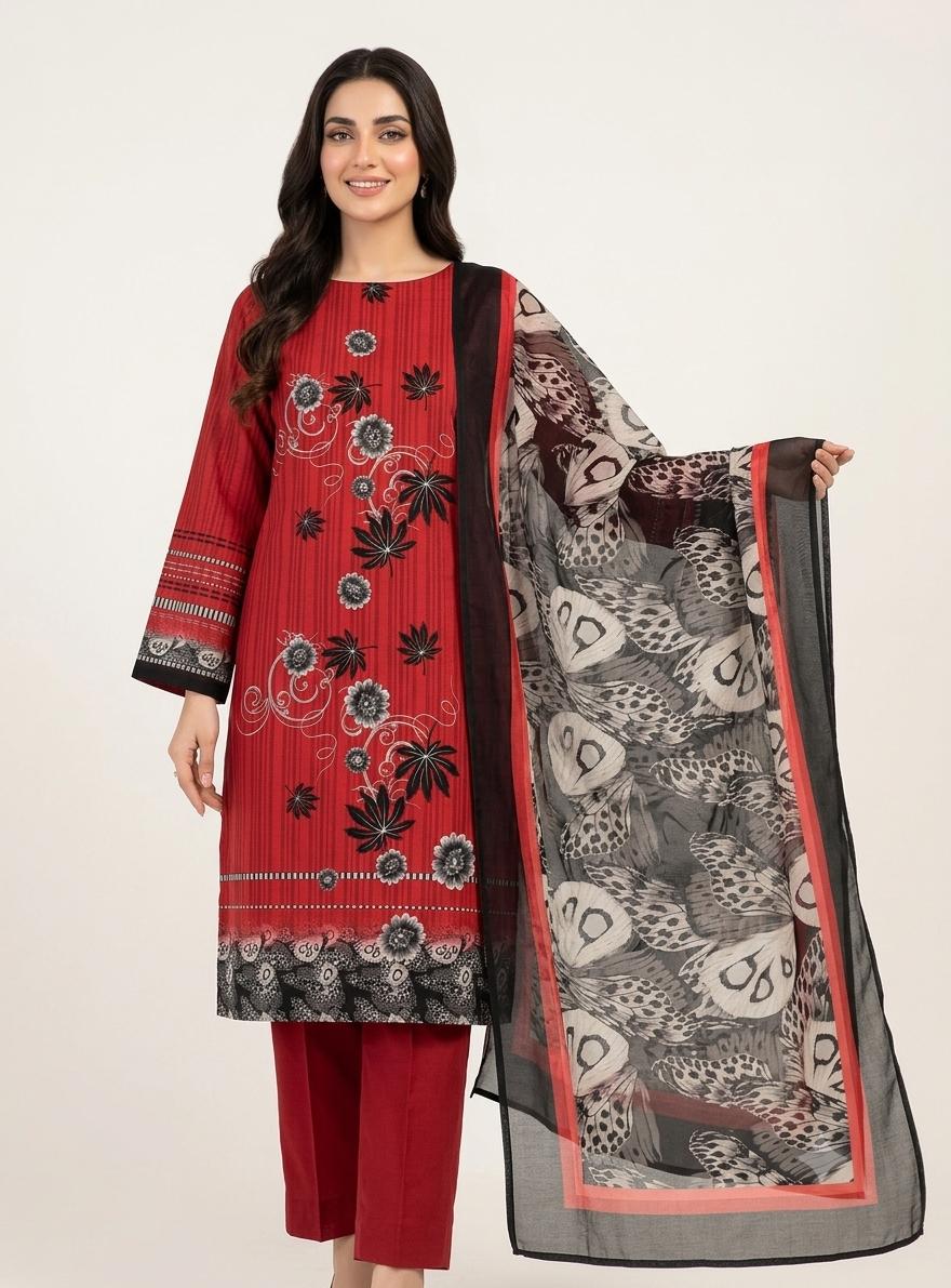 3Pc Lawn Digital Printed Unstitched Suit 374