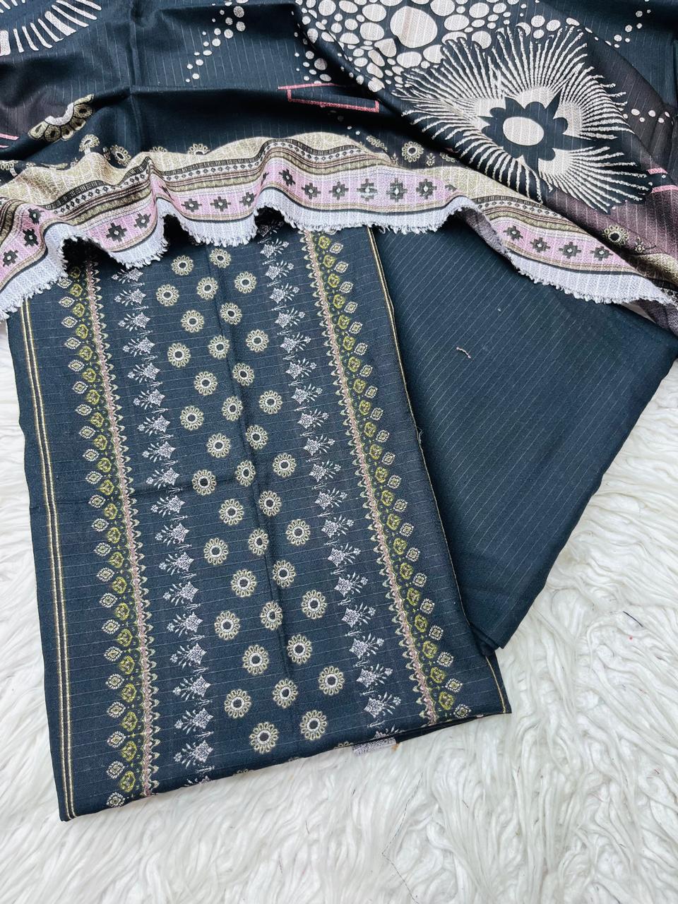 3Pc BanaDora Dhanak Unstitched Suit vol- 0113