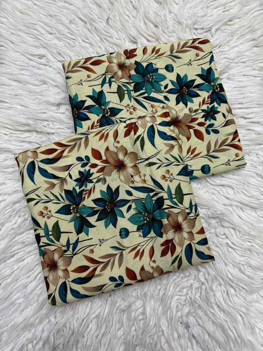 2Pc Bana Doria Linen Unstitched Suit - #42079