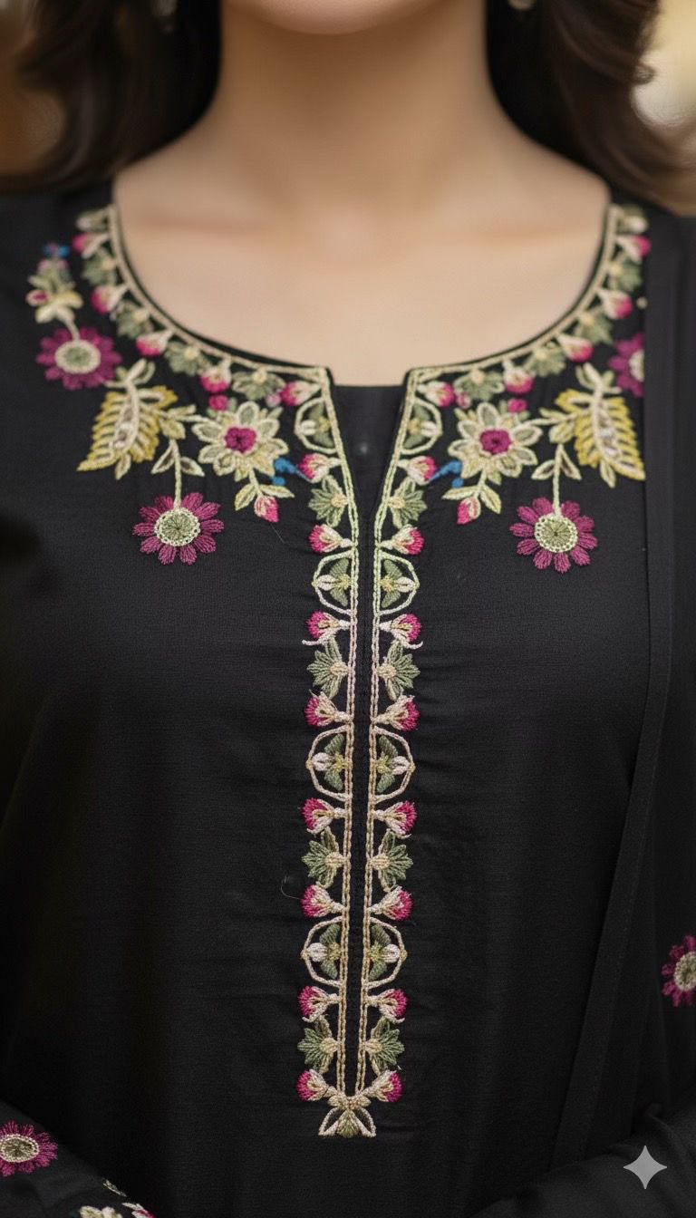 3Pc Embroidered Dhanak Party Wear VOL-0080