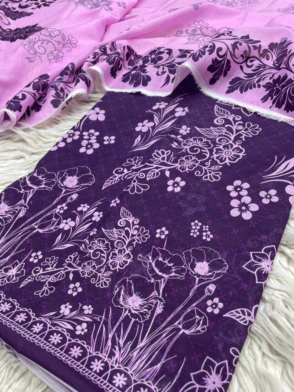 2Pc Slub Lawn Kameez & Dupatta Vol-3210