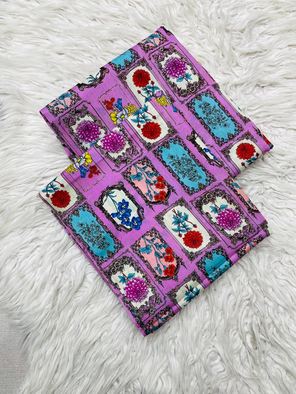 2 PC Lawn Allover Digital Printed Unstitched Suit Vol-0025