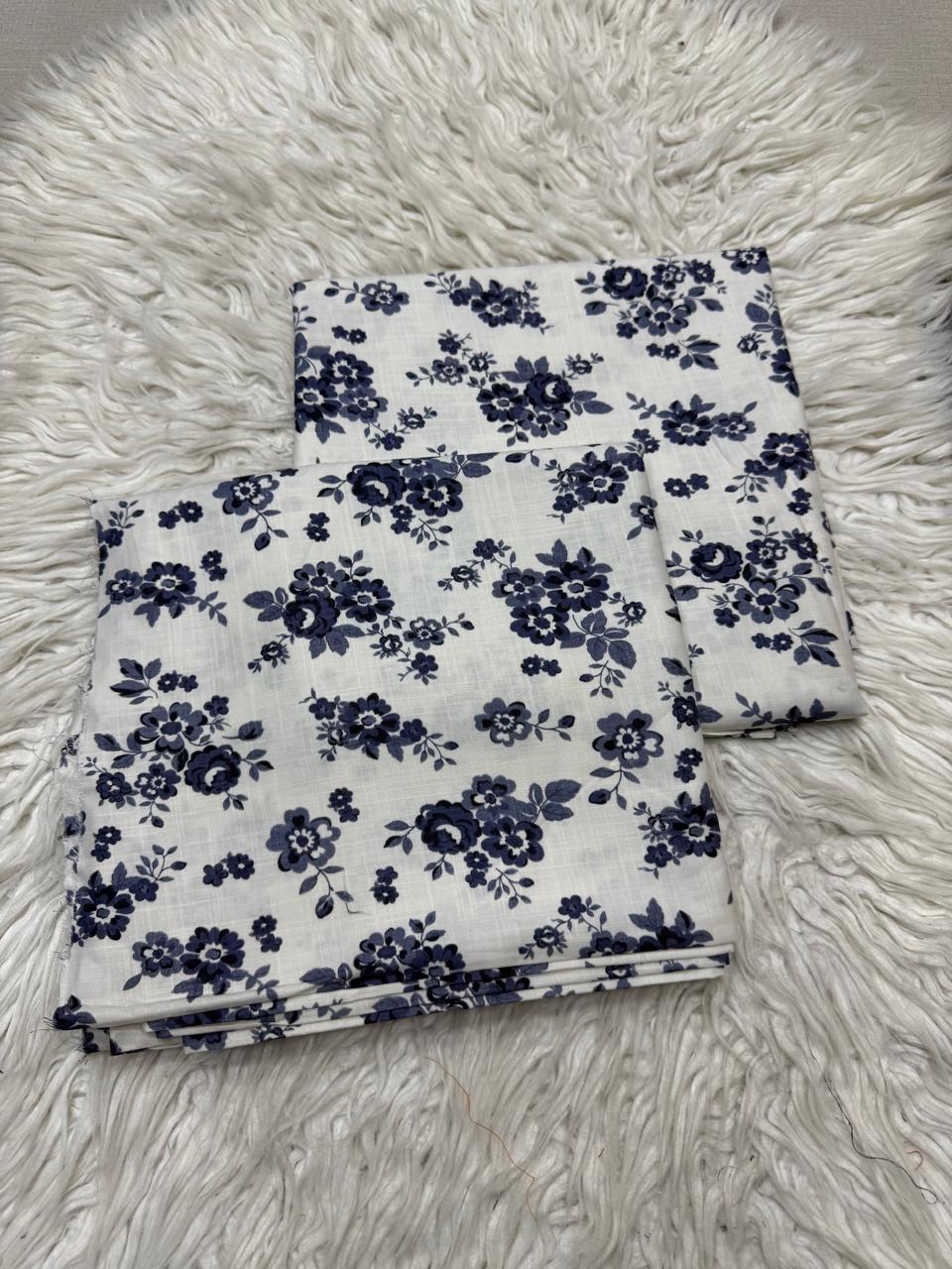 2Pc Slub Linen Unstitched Suit - D #41245