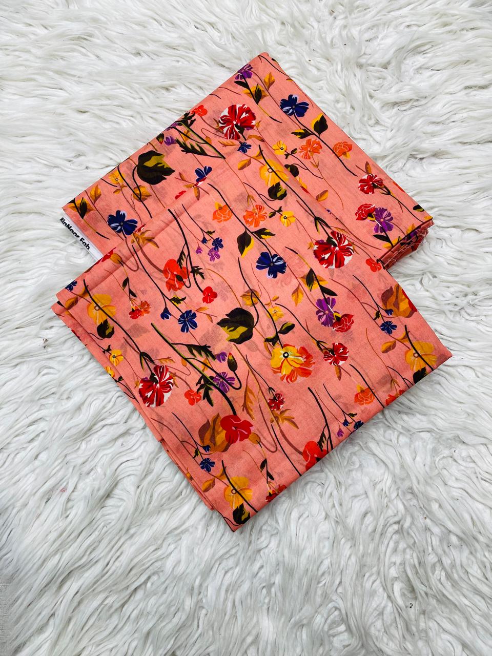 2 PC Lawn Allover Digital Printed Unstitched Suit Vol-0025