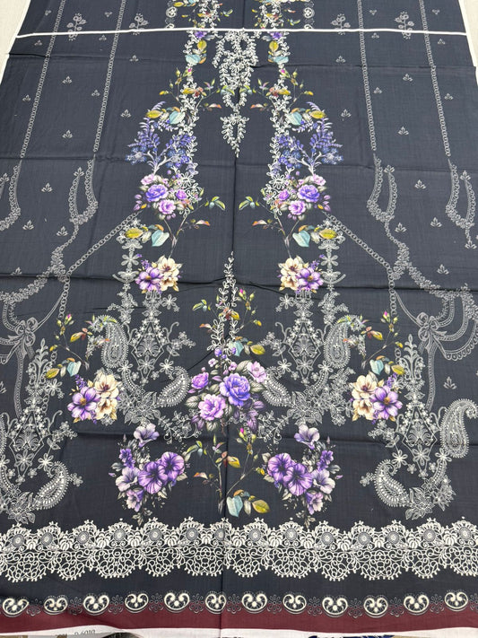 3Pc Linen Unstitched Suit - 0081