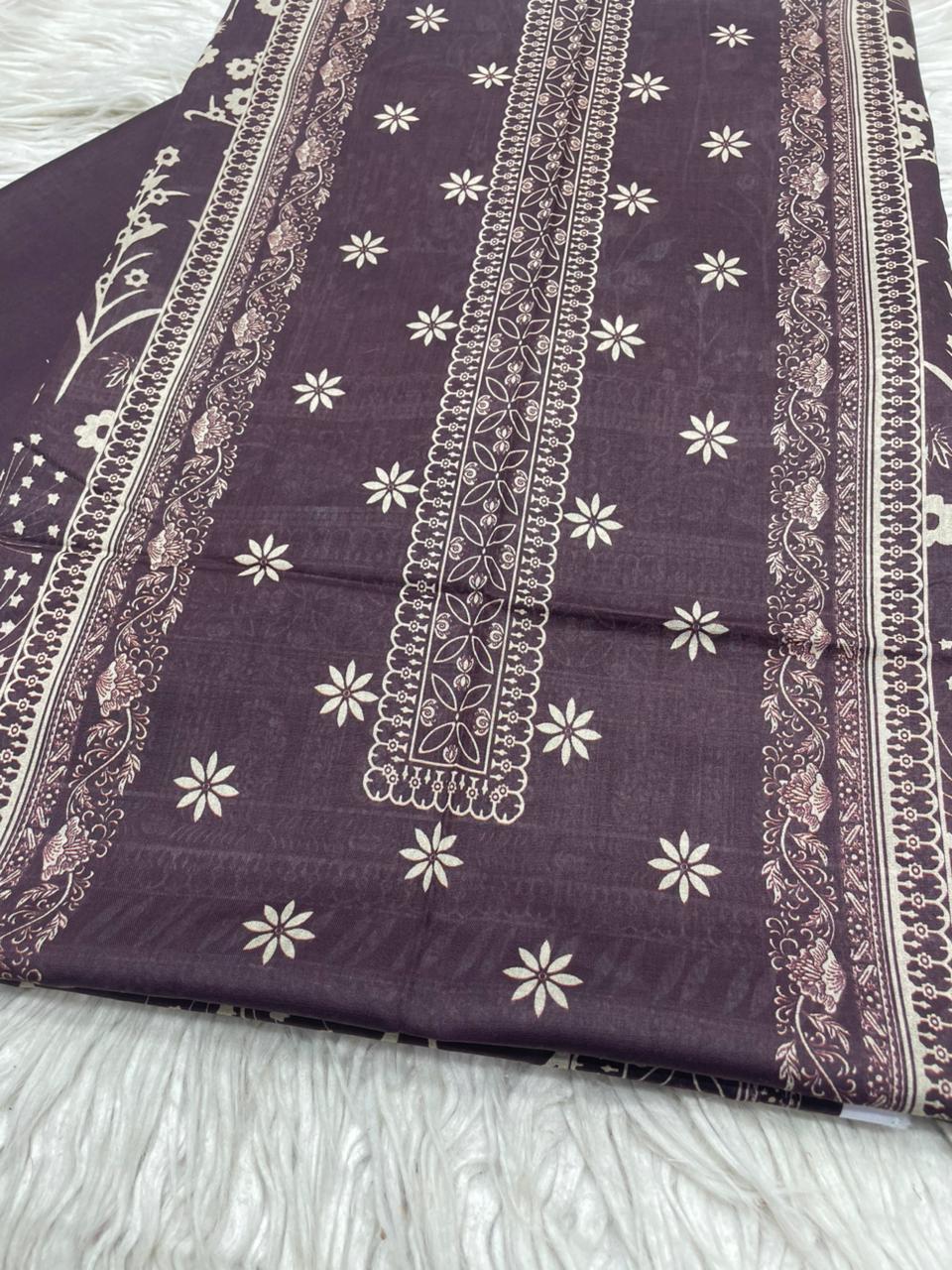 2Pc Printed Lawn Dyed Trouser Vol-0149