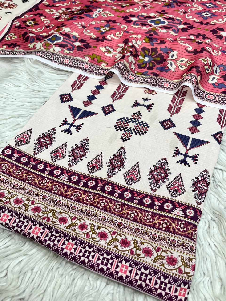 2Pc Lawn Bana Dora Kameez & Cortrai Duppata Vol-3197