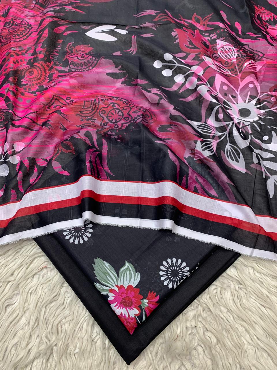90x88 3Pc Bareeze Lawn Printed Suit Vol-0211