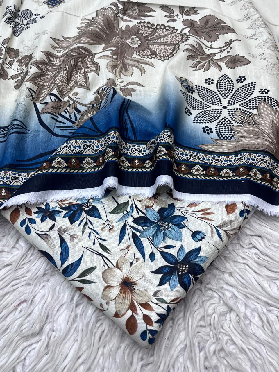 3Pc Slub Khaddar Unstitched Suit Vol-0137