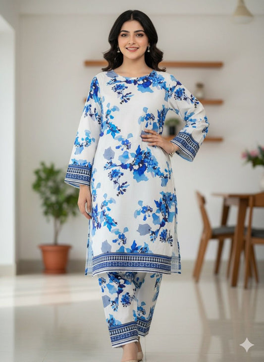 2 PC Cotton Allover Unstitched Suit Vol-1939