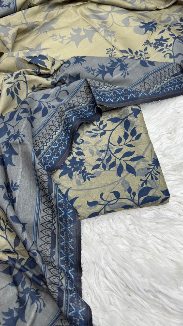 3Pc Civic Lawn Unstitched Suit - #42195