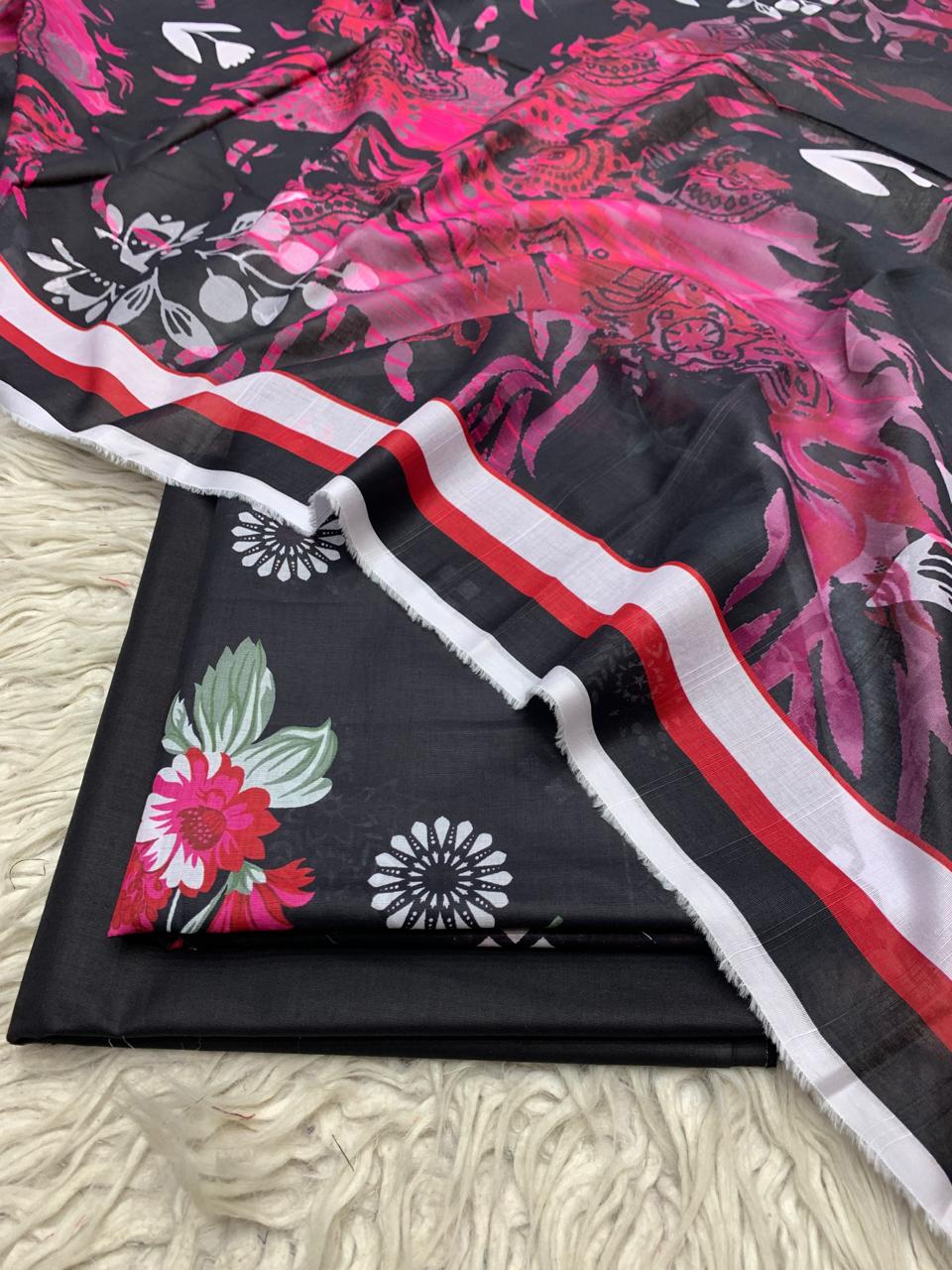 3Pc Sapphire Lawn Digital Printed Unstitched Suit 0210