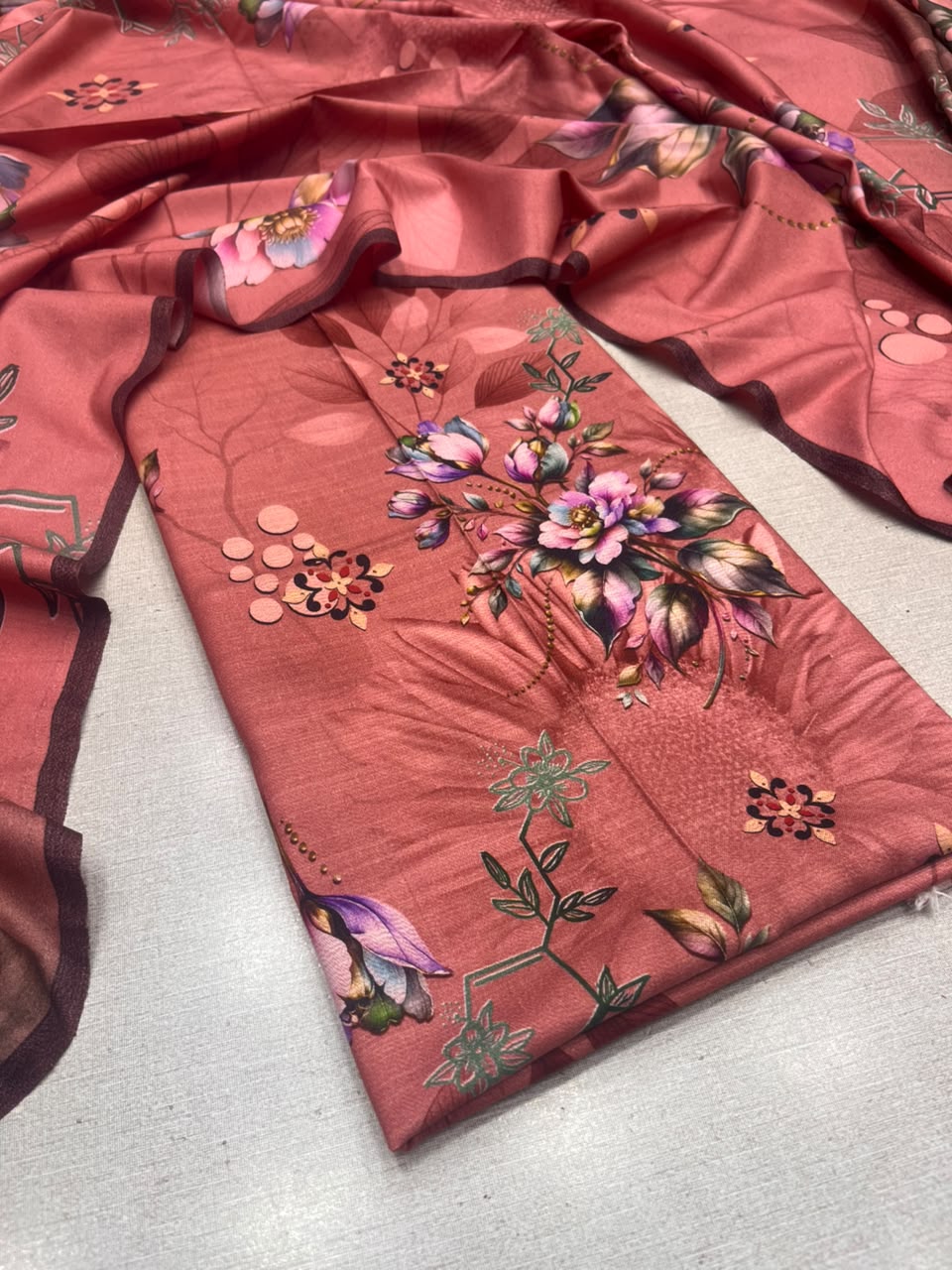 2Pc Slub Dhanak Kameez & Dupatta Unstitched Suit 76