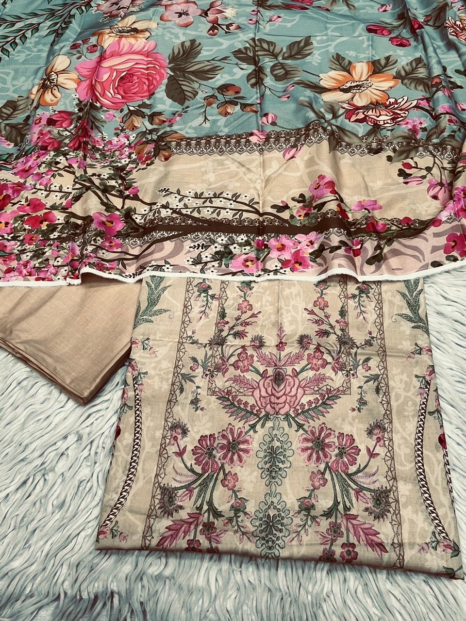 3Pc Supima Lawn Suit Vol-0011