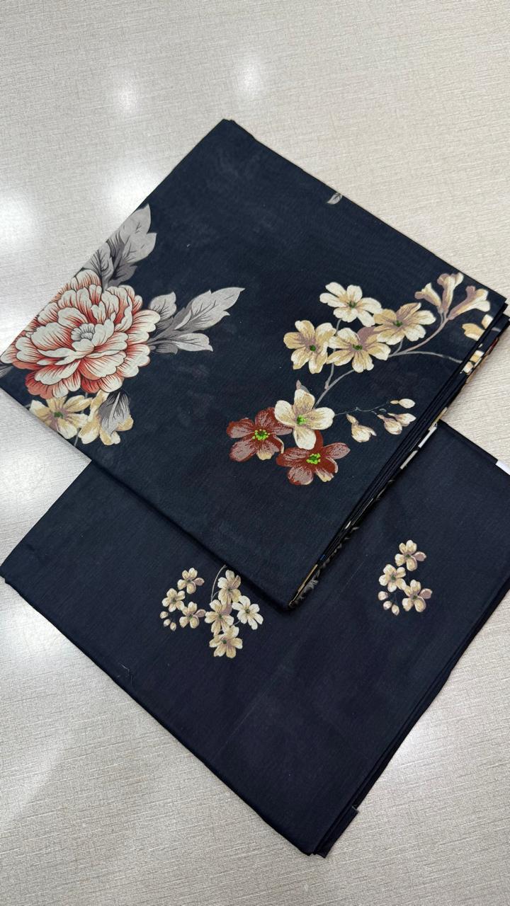 2Pc Supima Lawn Unstitched Suit D-101