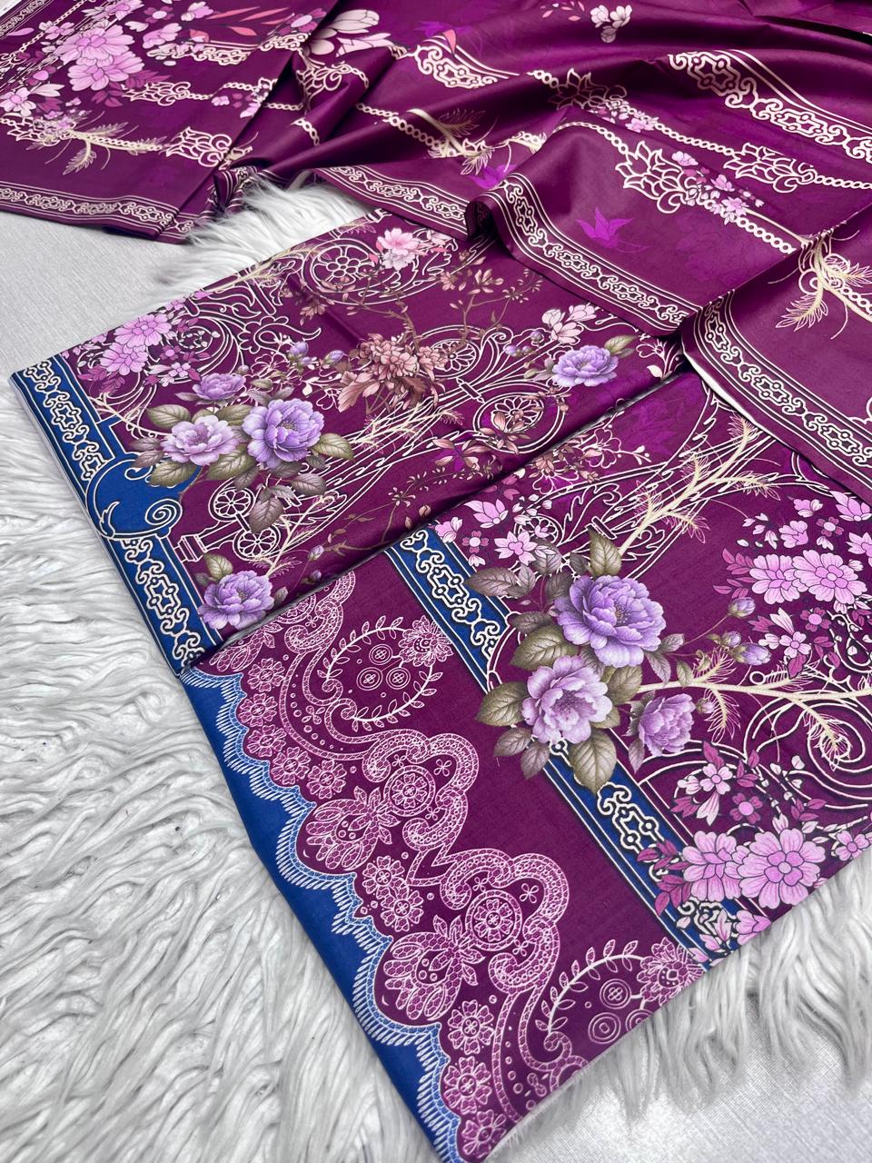 2Pc Linen Kameez & Dupatta Suit - 0081