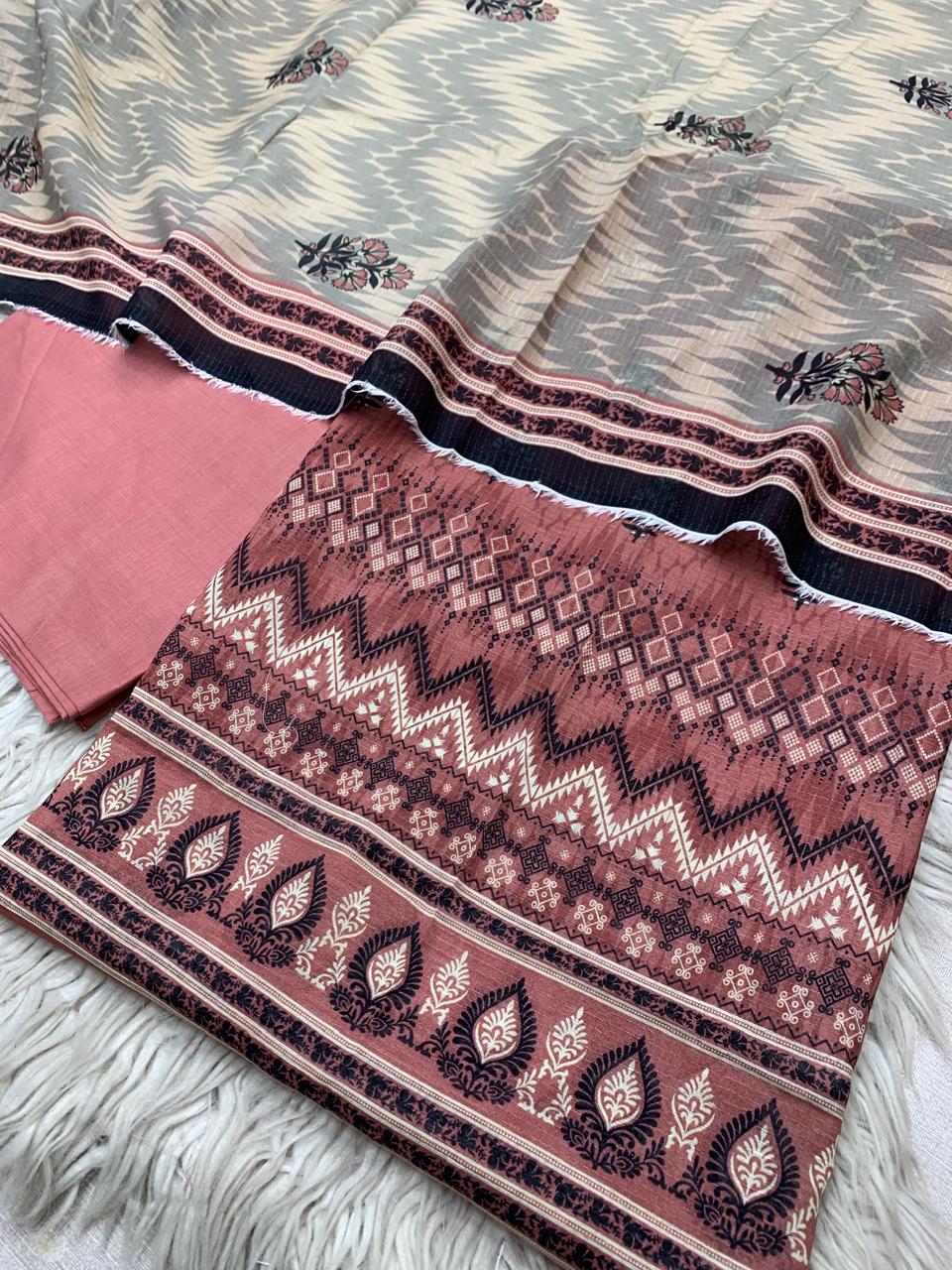 3Pc Sapphire Lawn Bana Dora Suit 0184