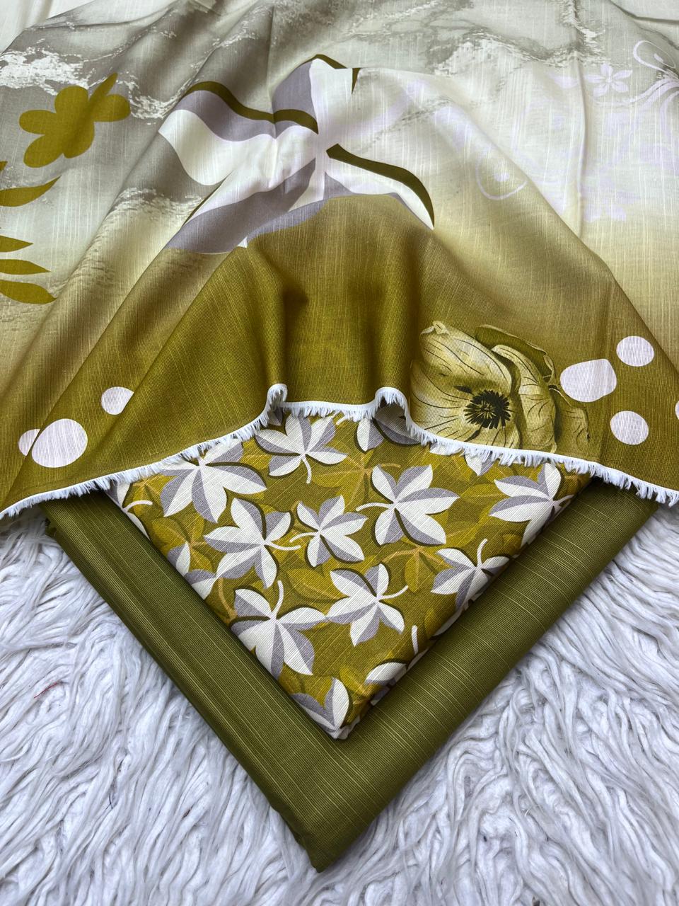 3Pc Slub Khaddar Unstitched Suit Vol-0137