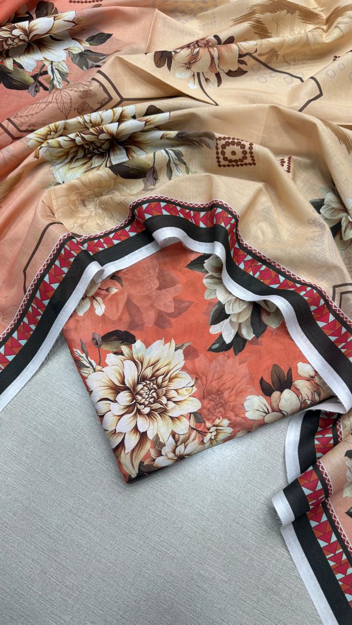 3Pc Slub Khaddar Allover Suit - 0083