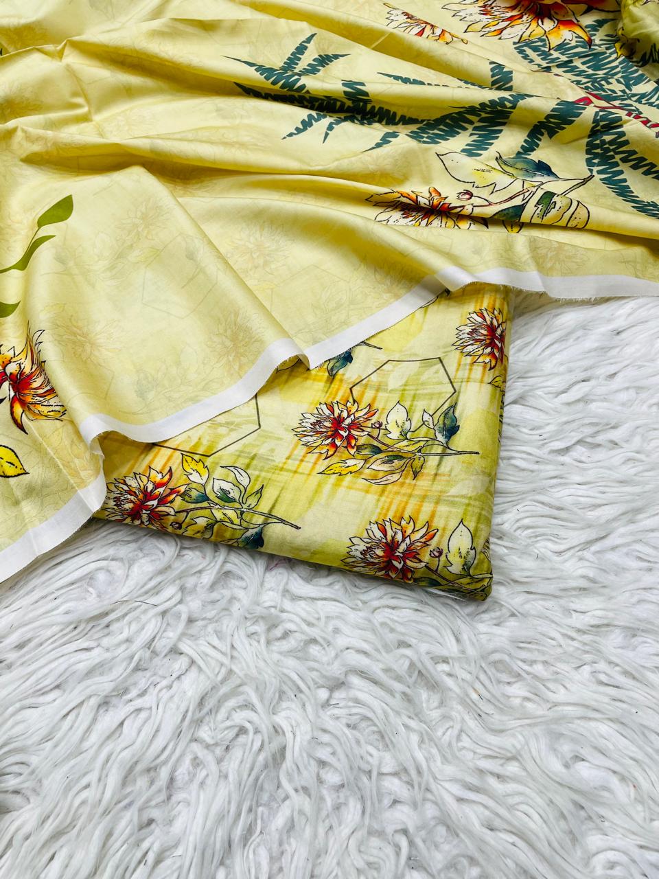 3Pc Linen Allover Unstitched Suit - 0099